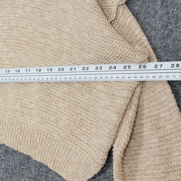 Cotton Candy LA Sweater Womens M/L Tan Long Sleeve Oversized Cropped V Neck - Picture 6 of 11